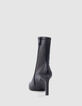 Women's black socks boots with thin heel-3