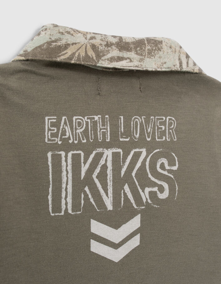 Baby boys’ khaki jungle print mixed fabric shirt - IKKS