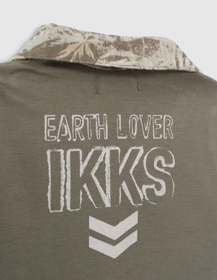 Baby boys’ khaki jungle print mixed fabric shirt-5