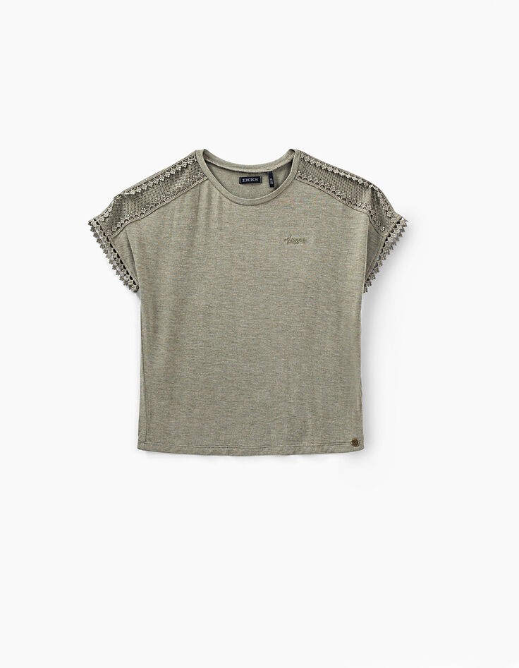 Tee-shirt bronze avec résille aux épaules fille-5