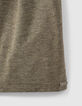 Girls&rsquo; khaki T-shirt with slogan on front and back-4