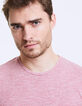 Tee-shirt framboise à fines rayures Homme-5