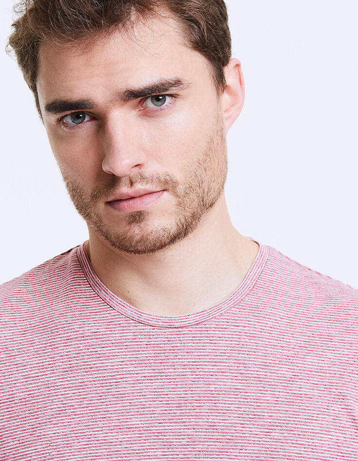 Tee-shirt framboise à fines rayures Homme-5 Tee-shirt framboise à fines rayures Homme-5