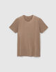 Camiseta beige c&aacute;&ntilde;amo y algod&oacute;n flameado hombre-6