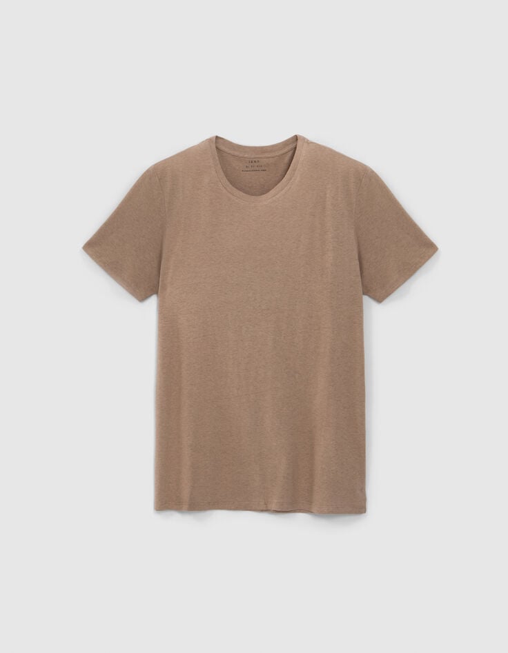 Camiseta beige c&aacute;&ntilde;amo y algod&oacute;n flameado hombre-6