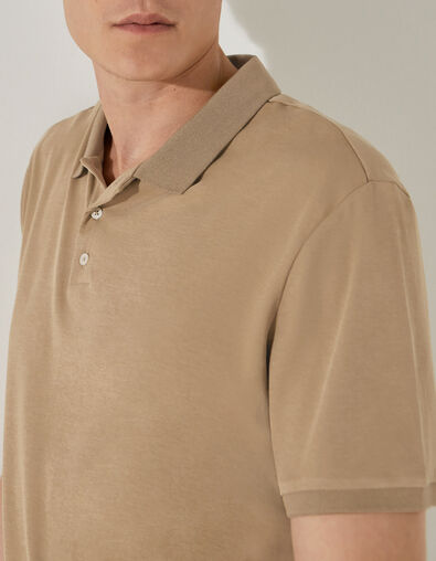 Men’s beige organic cotton REGULAR polo shirt - IKKS