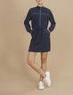 Marine jurk met rits en strik in taille I.Code-1