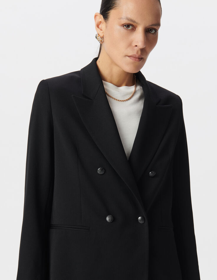 Women's black double-breasted suit jacket-5