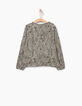 Blouse écrue à imprimé ethnique et piping fille-3
