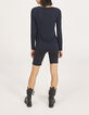 Women’s navy studded lurex and jersey T-shirt-3