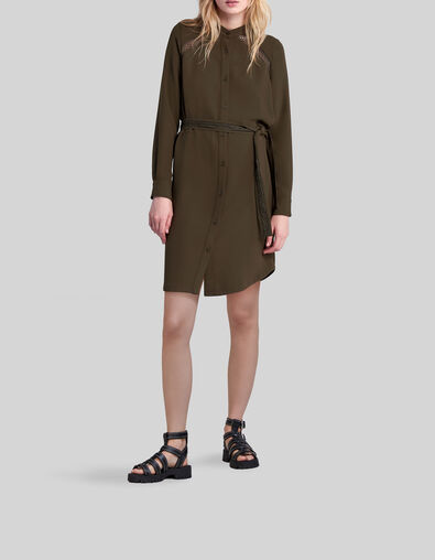 Robe kaki recyclée insert dentelle ton sur ton Femme - IKKS