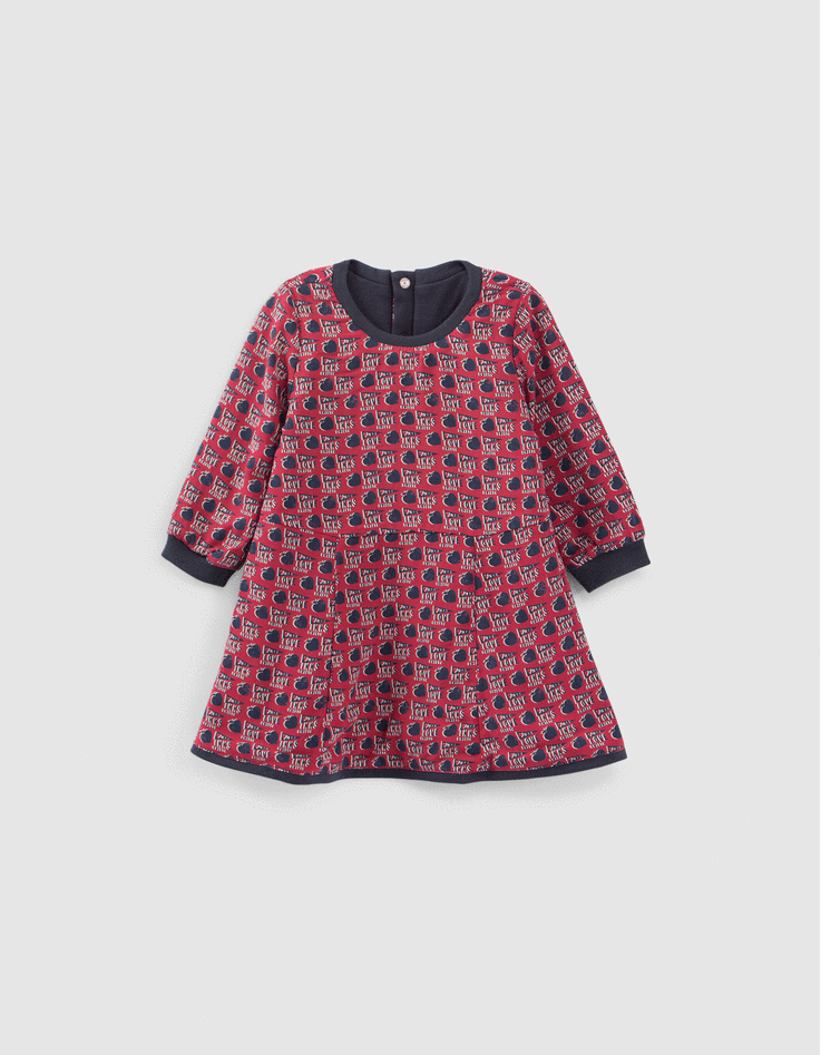 Robe reversible pommes coeurs et marine bebe fille