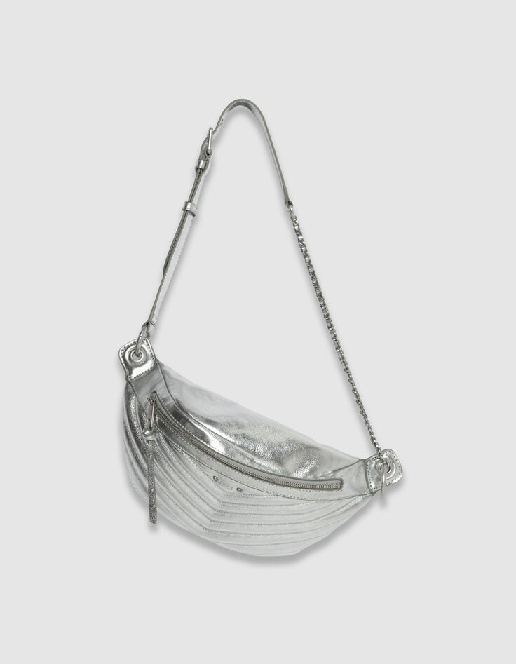 Women's 1440 silver quilted leather belt bag-2