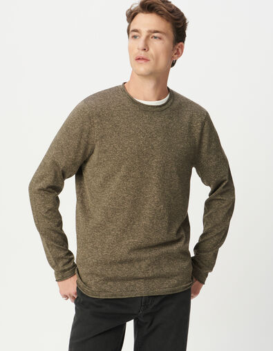 Khaki Herrenpulli aus Twiststrick - IKKS