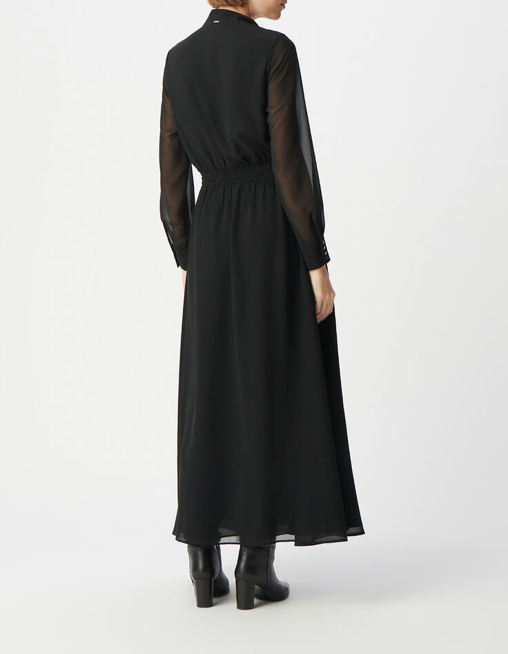 Black long dress with lavallière collar Women-2