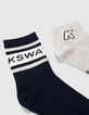 Socken in Grau und Marineblau gerippt-4