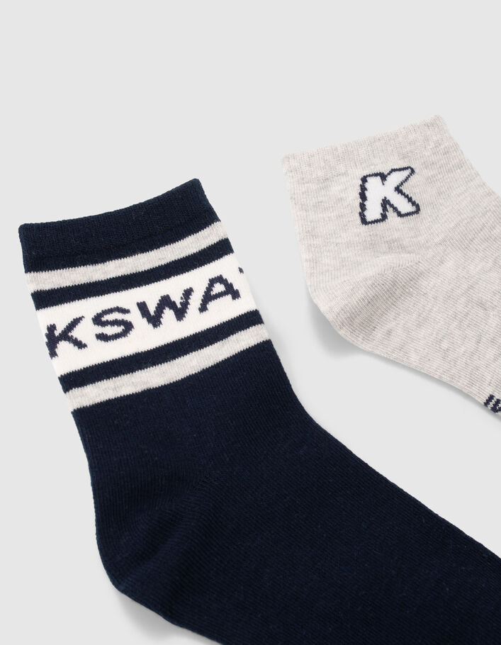 Boys’ grey and navy ribbed socks - IKKS