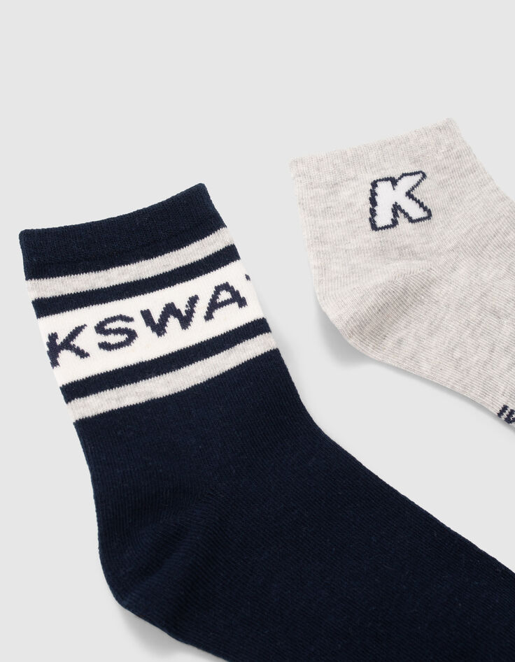 Socken in Grau und Marineblau gerippt-4