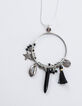 Collier sautoir argenté anneau et pampilles femme-5