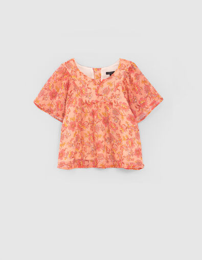 Vloeiende oranje blouse print meisjes - IKKS