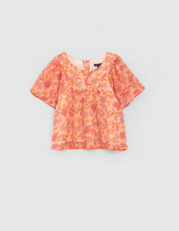 Vloeiende oranje blouse print meisjes-1