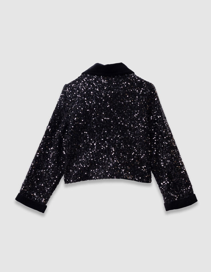 Girls’ black sequinned biker jacket-6 Girls’ black sequinned biker jacket-6