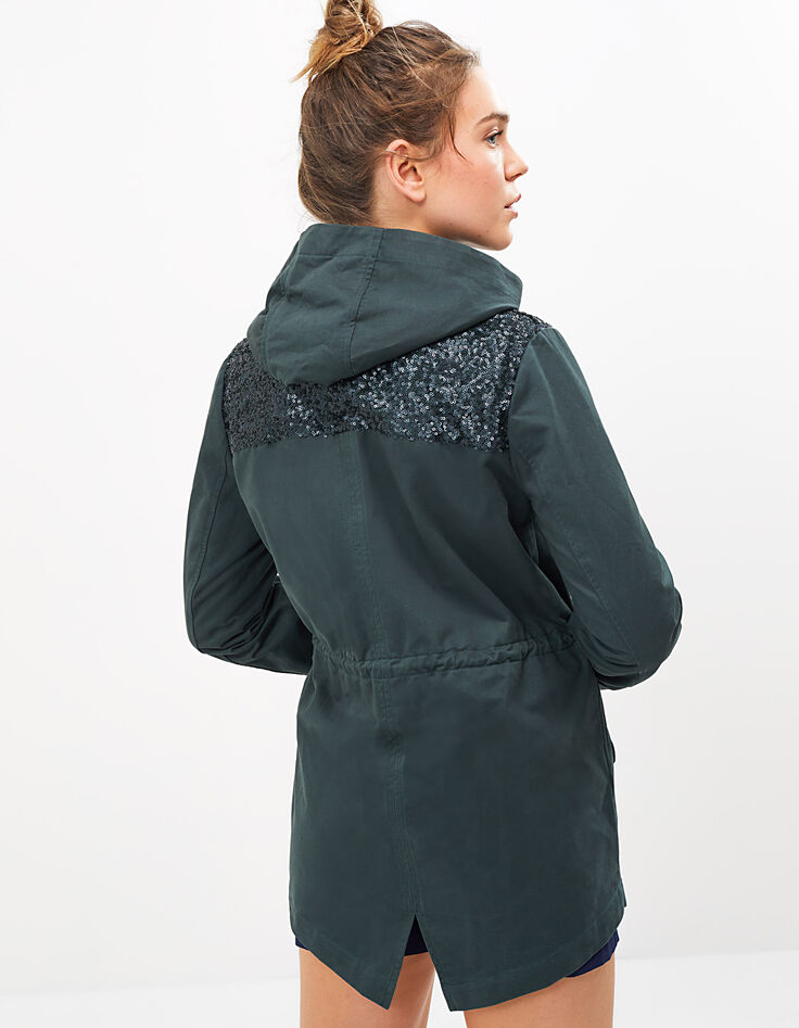 Azuurgroene parka lovertjes schouders I.Code-3 Azuurgroene parka lovertjes schouders I.Code-3