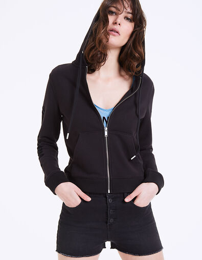 Sudadera con capucha negra visual Los Ángeles mujer - IKKS