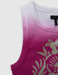 Débardeur rose effet deep dye message pailleté fille-6