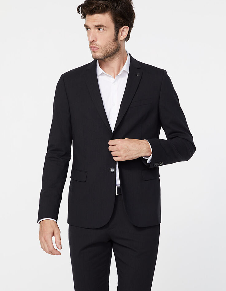 Veste de costume noire lin mélangé Homme-3