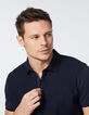Men&rsquo;s navy textured mixed-fabric polo shirt-3