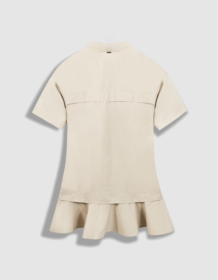 Kurzes beigefarbenes Trompe-l'oeil-Rockkleid Damen-6