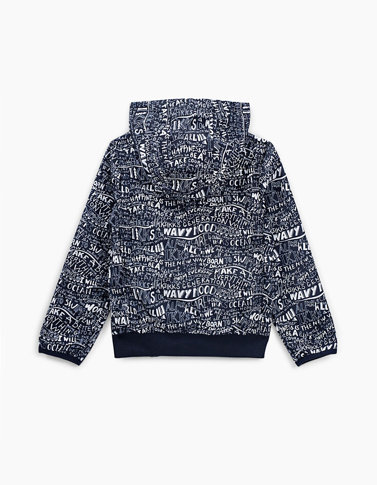 Marineblaue Jungen-Windjacke mit Allover-Print -4