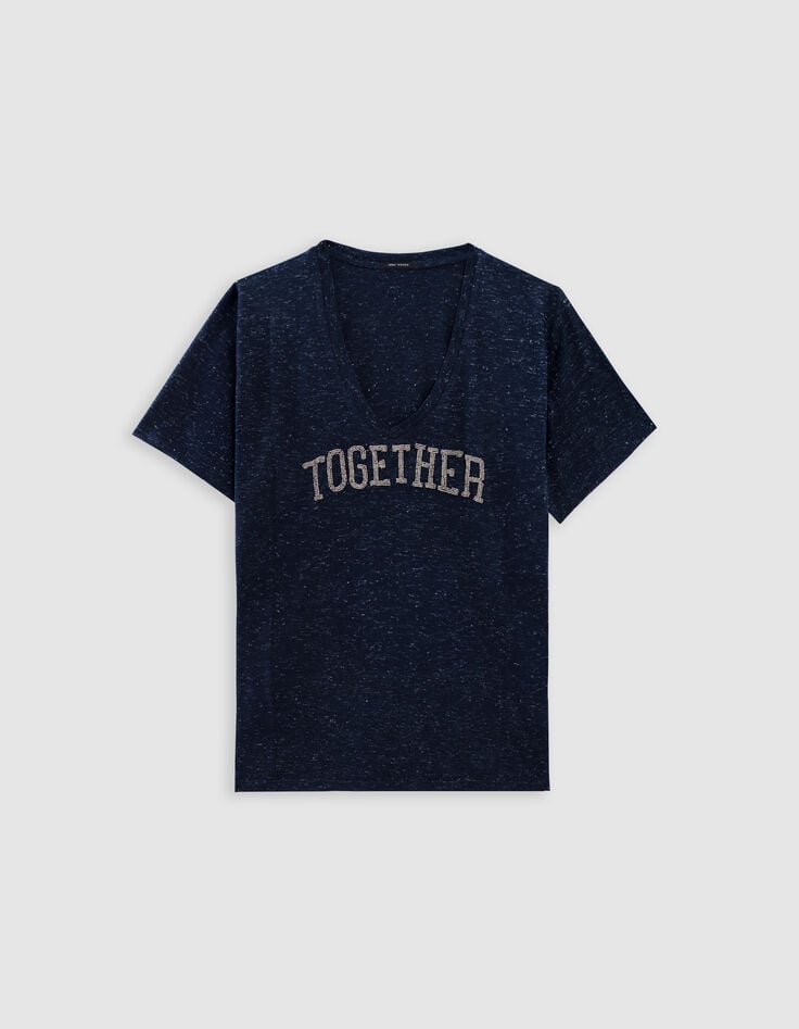 Tee-shirt marine message brodé perles-5 Tee-shirt marine message brodé perles-5