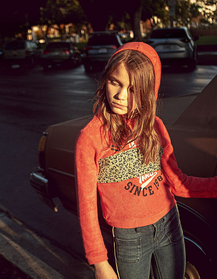 Girls' dark orange terry sweatshirt-1