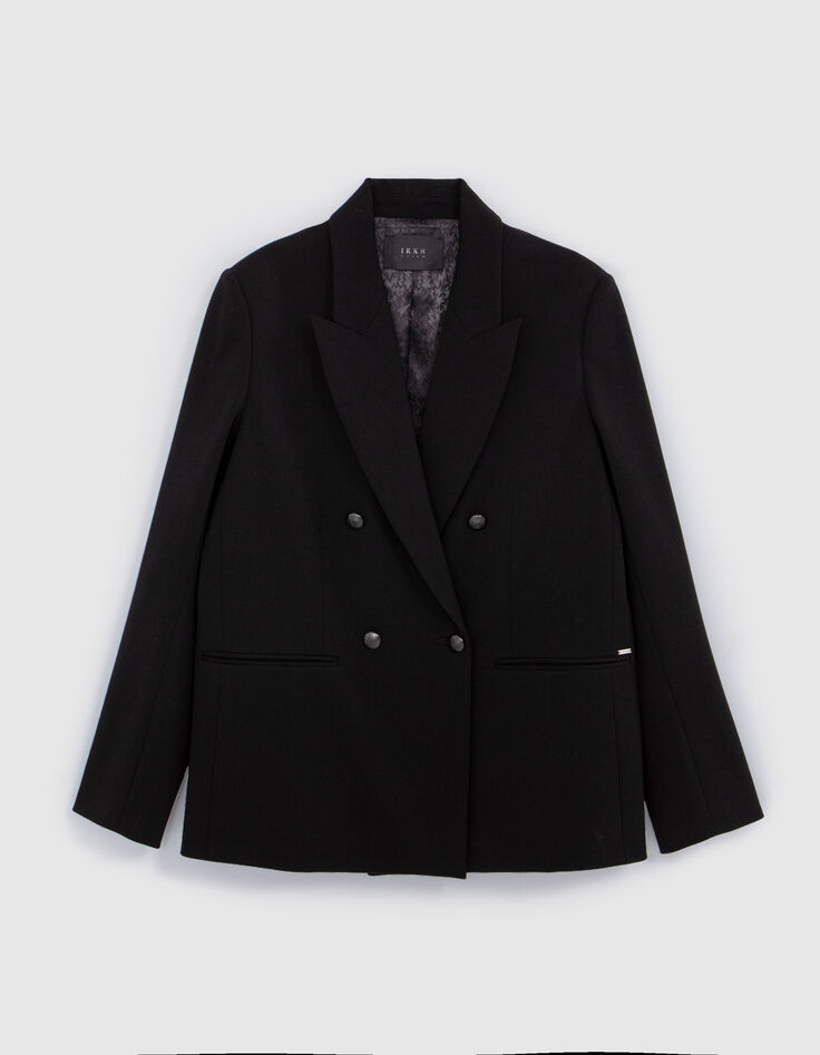 Women's black double-breasted suit jacket-6