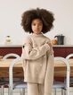 Beiger Mädchenstrickpulli abnehmbare Ärmel-2