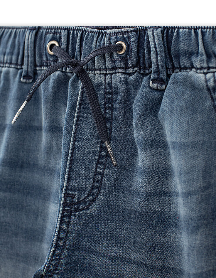 Boys' stone blue denim Bermudas with elasticated waist-2