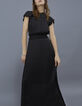 Robe longue noire plissée recyclée Femme-6