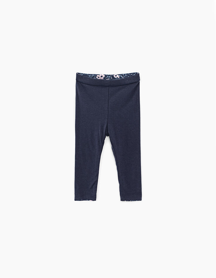 Omkeerbare navy legging bloemenprint babymeisjes-3