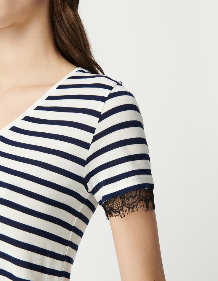 Women's short-sleeved lace sailor T-shirt-5