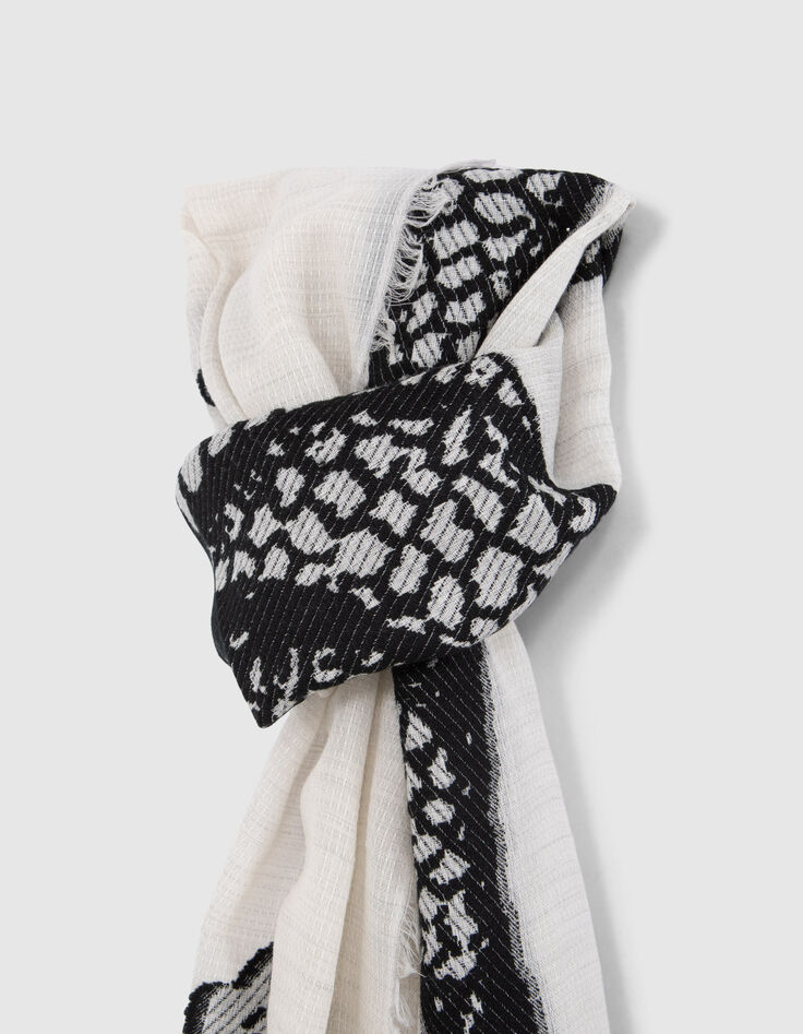 Foulard blanc cassé jacquard snake double face Femme-3