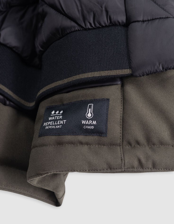 2-in-1 kaki jongensparka met zwart gewatteerd jack-7