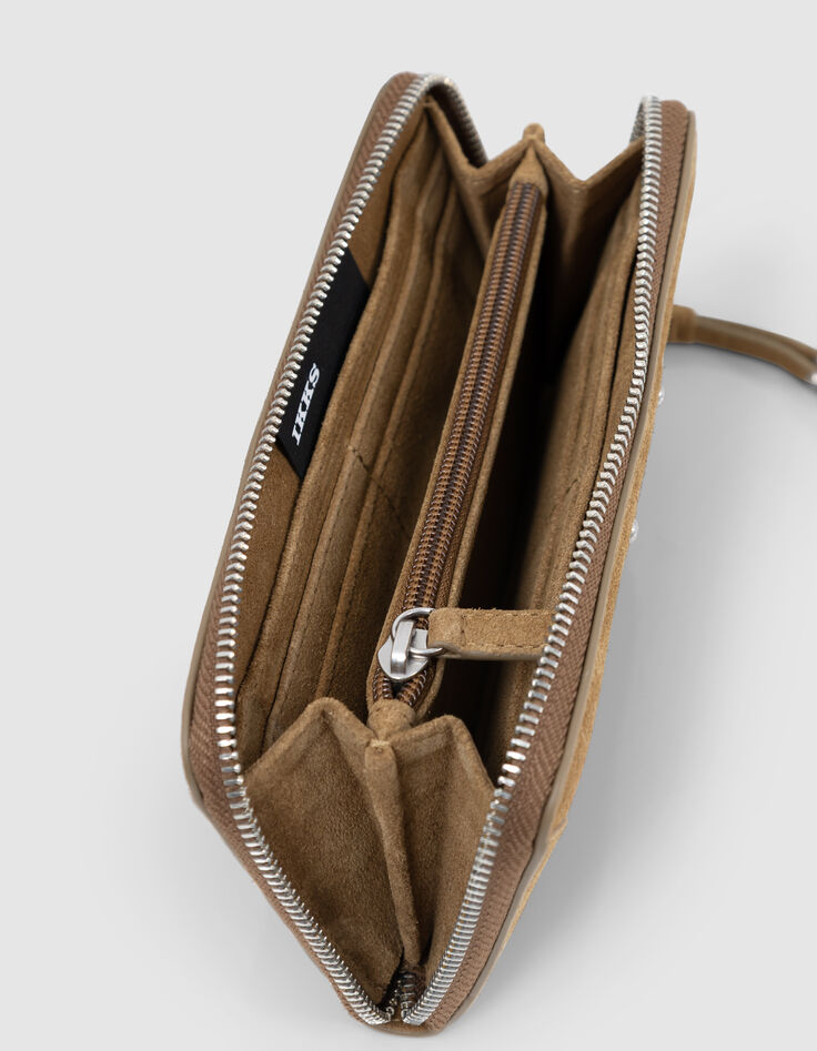 Camel portemonnee 1440 Fluwelen leer met stiksels Dames-4 Camel portemonnee 1440 Fluwelen leer met stiksels Dames-4