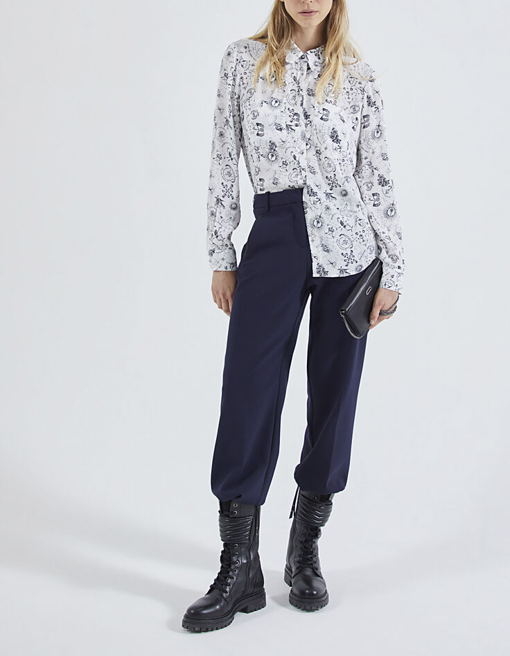 Damenbluse aus Viskosechiffon mit Tattoo-Print-6