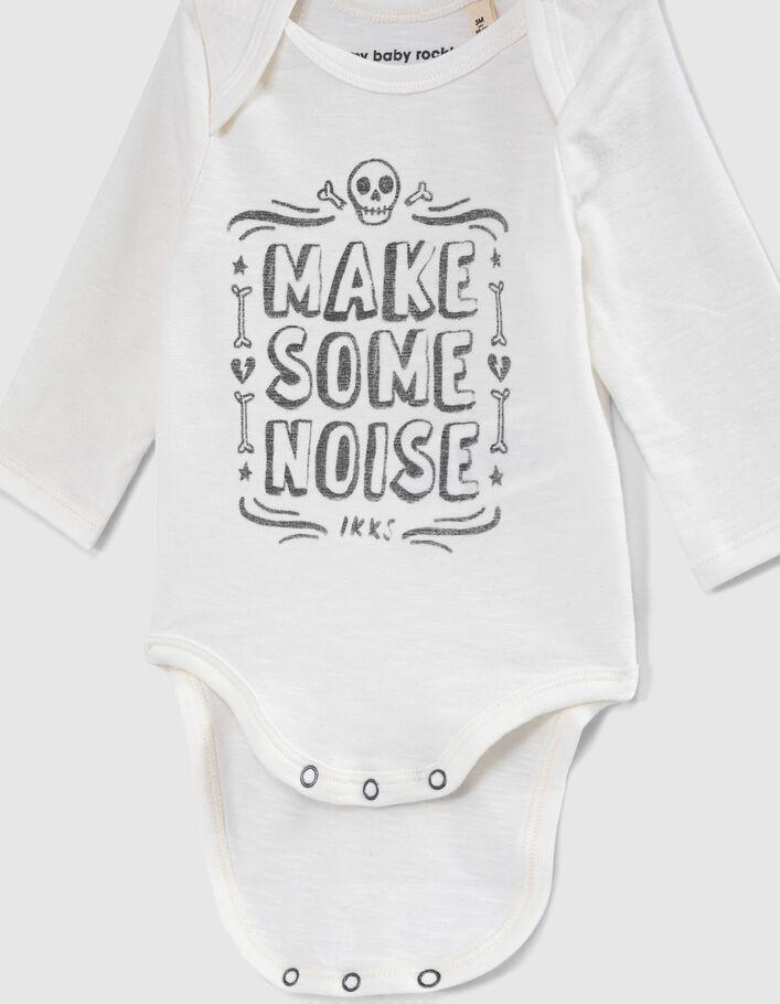 Baby’s milk slogan and skull organic cotton bodysuit - IKKS