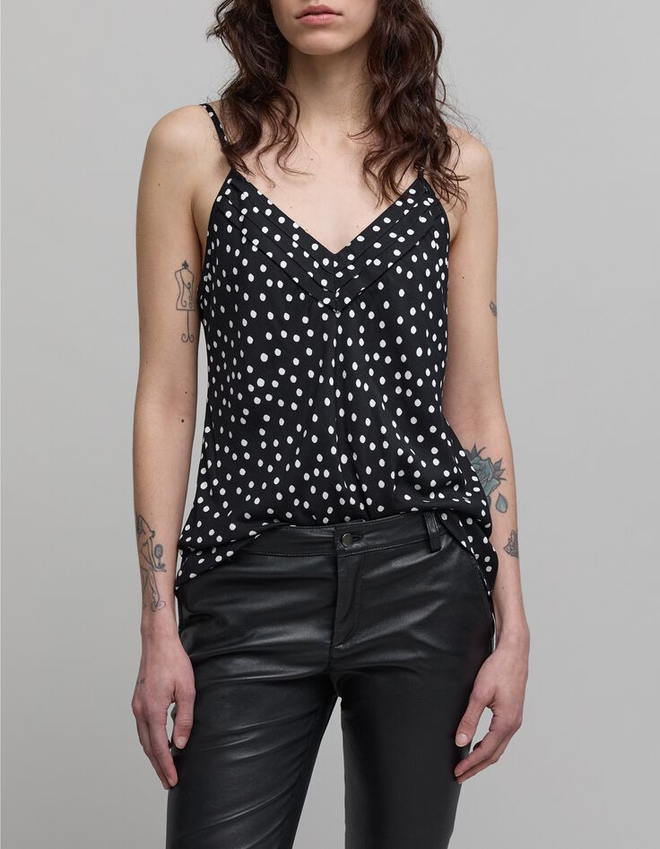 Caraco fines bretelles noir LENZING™ ECOVERO™ pois Femme-9