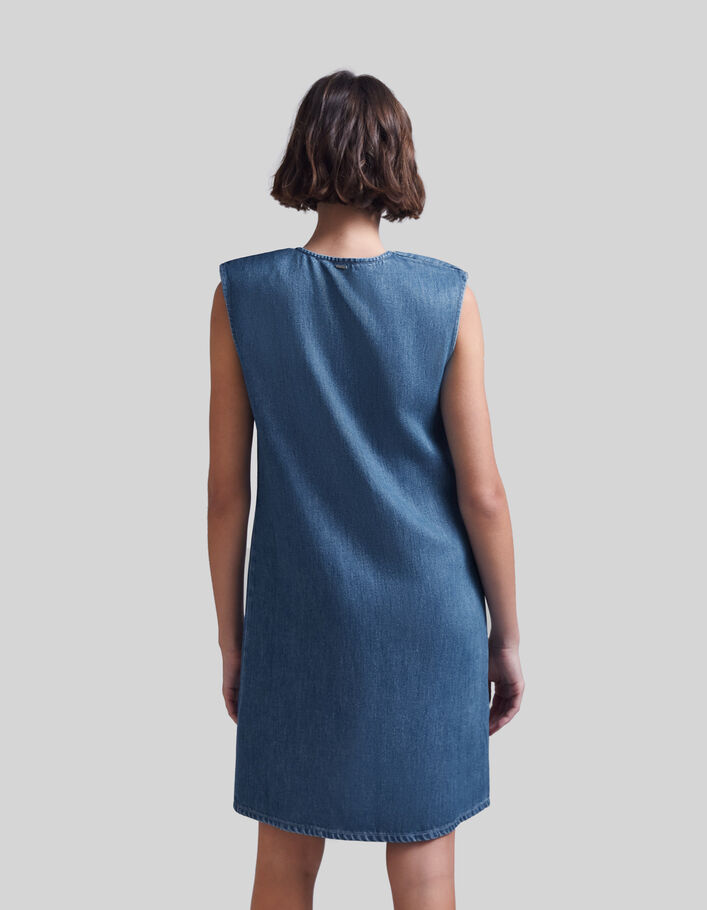 Weites, azurblaues Damenkleid aus Lyocell® - IKKS