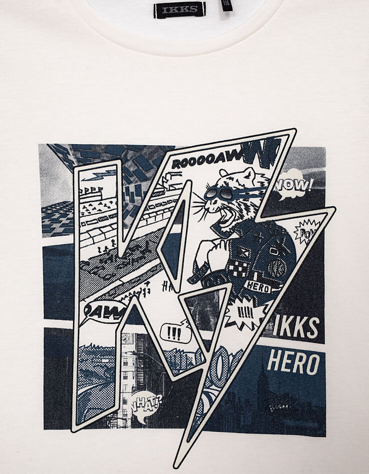 Camiseta blanco roto estilo comics IKKS HERO niño-2 Camiseta blanco roto estilo comics IKKS HERO niño-2