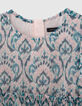 Pink pastel ikat print dress for girls-2